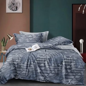 Grey Polyester Bed Sheets Printing Pillow Sham Home Textile Hotel-Grade Duvet Cover Set