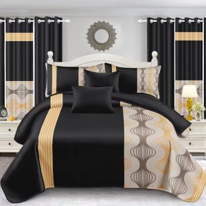 Printed Textile Comforter Set Microfiber Polyester Pillowcase Exquisite Bed Sheet Breathable Black Duvet Cover