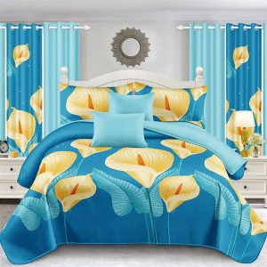 Printed Textile Comforter Set Microfiber Polyester Pillowcase Exquisite Bed Sheet Breathable Black Duvet Cover