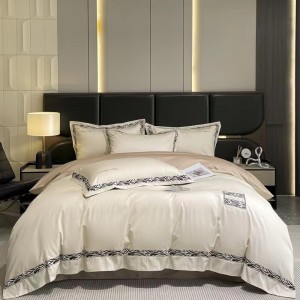 Embroidery Series Pure Cotton Gray Premium Warm Bedding Set