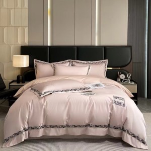 Embroidery Series Pure Cotton Gray Premium Warm Bedding Set