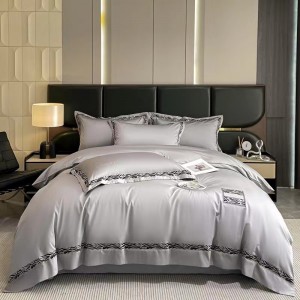 Embroidery Series Pure Cotton Gray Premium Warm Bedding Set