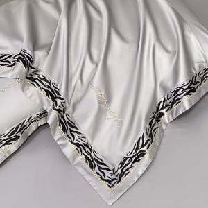 Embroidery Series Pure Cotton Gray Premium Warm Bedding Set