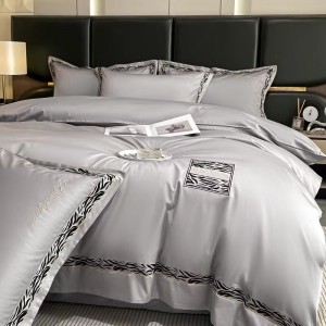 Embroidery Series Pure Cotton Gray Premium Warm Bedding Set