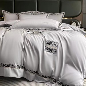 Embroidery Series Pure Cotton Gray Premium Warm Bedding Set