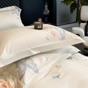 Embroidered Butterfly Elegant White 80s Xinjiang Cotton Bedding Set