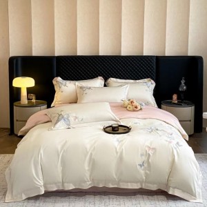 Embroidered Butterfly Elegant White 80s Xinjiang Cotton Bedding Set