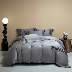 100 count Australian cotton white high-end simple white gold embroidery bedding set