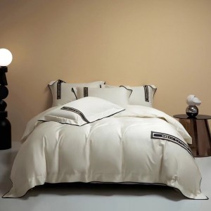 100 count Australian cotton white high-end simple white gold embroidery bedding set