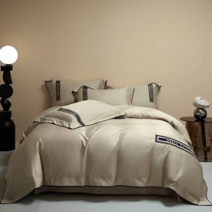 100 count Australian cotton white high-end simple white gold embroidery bedding set