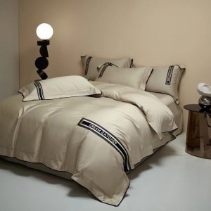 100 count Australian cotton white high-end simple white gold embroidery bedding set