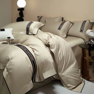 100 count Australian cotton white high-end simple white gold embroidery bedding set