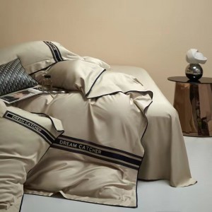 100 count Australian cotton white high-end simple white gold embroidery bedding set