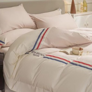 Embroidery 80s Xinjiang cotton blue pink high-grade skin-friendly bedding set