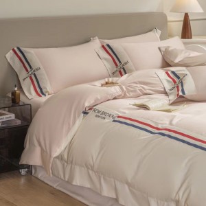 Embroidery 80s Xinjiang cotton blue pink high-grade skin-friendly bedding set