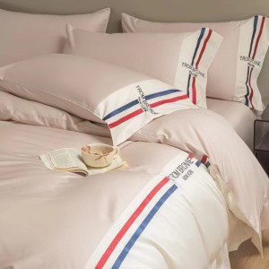 Embroidery 80s Xinjiang cotton blue pink high-grade skin-friendly bedding set