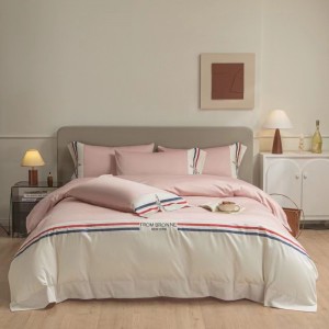 Embroidery 80s Xinjiang cotton blue pink high-grade skin-friendly bedding set