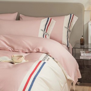 Embroidery 80s Xinjiang cotton blue pink high-grade skin-friendly bedding set