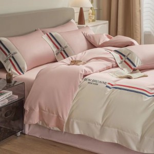 Embroidery 80s Xinjiang cotton blue pink high-grade skin-friendly bedding set