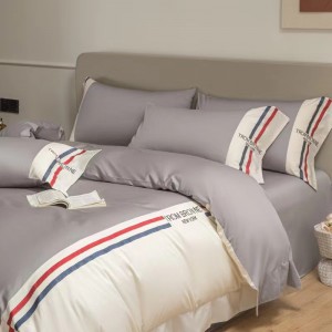 Embroidery 80s Xinjiang cotton blue pink high-grade skin-friendly bedding set