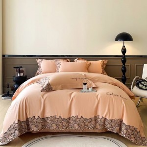 100s Australian cotton pink and white Milanese high-end embroidery high-grade skin-friendly bedding. set