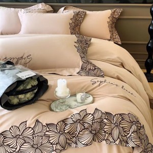 100s Australian cotton pink and white Milanese high-end embroidery high-grade skin-friendly bedding. set