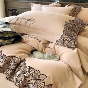 100s Australian cotton pink and white Milanese high-end embroidery high-grade skin-friendly bedding. set