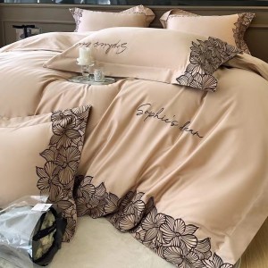 100s Australian cotton pink and white Milanese high-end embroidery high-grade skin-friendly bedding. set