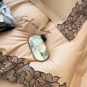 100s Australian cotton pink and white Milanese high-end embroidery high-grade skin-friendly bedding. set