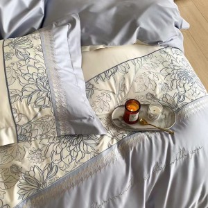 100s Australian cotton red and pink high-grade exquisite floral embroidery bedding set