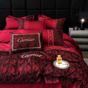 100s long-staple cotton wine red printed rose black and gold floral bedding set