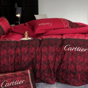 100s long-staple cotton wine red printed rose black and gold floral bedding set