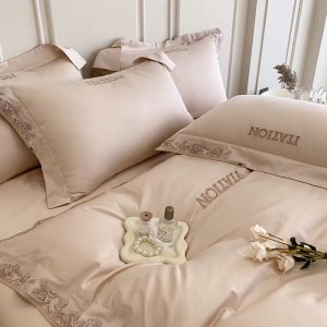 100-count double-strand pure cotton embroidery high-grade purple or white bedding set