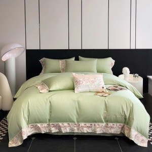 100 count Australian cotton floral embroidered quilt cover light luxury light color bedding set