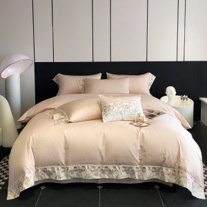 100 count Australian cotton floral embroidered quilt cover light luxury light color bedding set