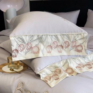 100 count Australian cotton floral embroidered quilt cover light luxury light color bedding set