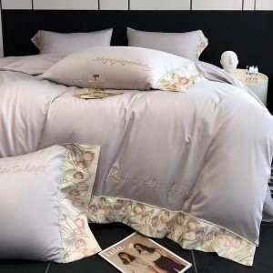 100 count Australian cotton floral embroidered quilt cover light luxury light color bedding set