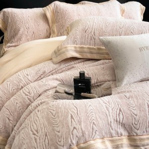 Leopard print wide-edge craft milk velvet modern jacquard pink and white bedding set