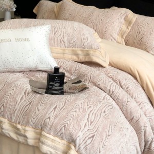 Leopard print wide-edge craft milk velvet modern jacquard pink and white bedding set