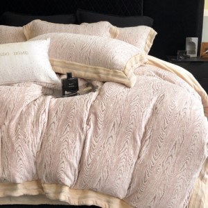 Leopard print wide-edge craft milk velvet modern jacquard pink and white bedding set