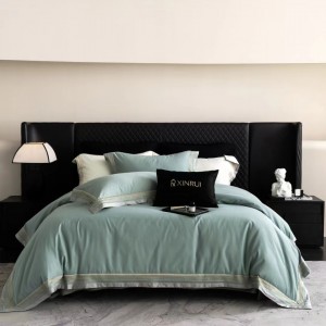 Encrypted and thickened milk velvet warm simple solid color two-color stitching bedding set