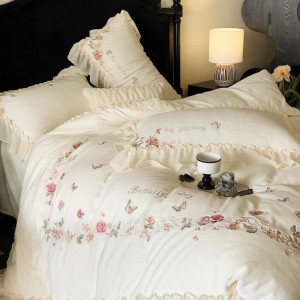 Pastoral style milk velvet lace white girl lace jasmine warm bedding set