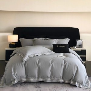 Sanded craft autumn and winter light luxury blue and white and gray bedding set