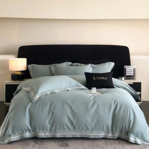 Sanded craft autumn and winter light luxury blue and white and gray bedding set