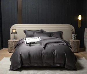 140 solid color minimalist luxury modern gray neutral color pure cotton Pima cotton bedding set