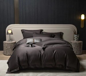 140 solid color minimalist luxury modern gray neutral color pure cotton Pima cotton bedding set