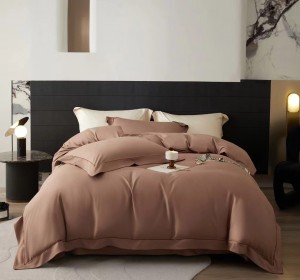 Long-staple cotton wide-edge embroidery solid color modern simple style bed sheet four-piece set bedding set