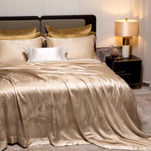 4PCS Comforter Set Lyocell Silk BedSheets Jacquard Comforter Quilt Duvet Luxury Bedding Set