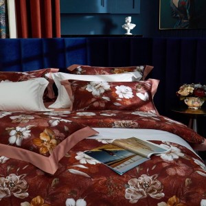 Premium Patchwork Duvet Cover Red Digital Printed Pillowcases Cotton Bed Linen Bedding Set