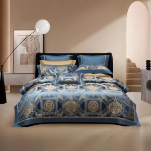 High Grade Cotton Blue Jacquard Luxury Skin-friendly Bedding Set